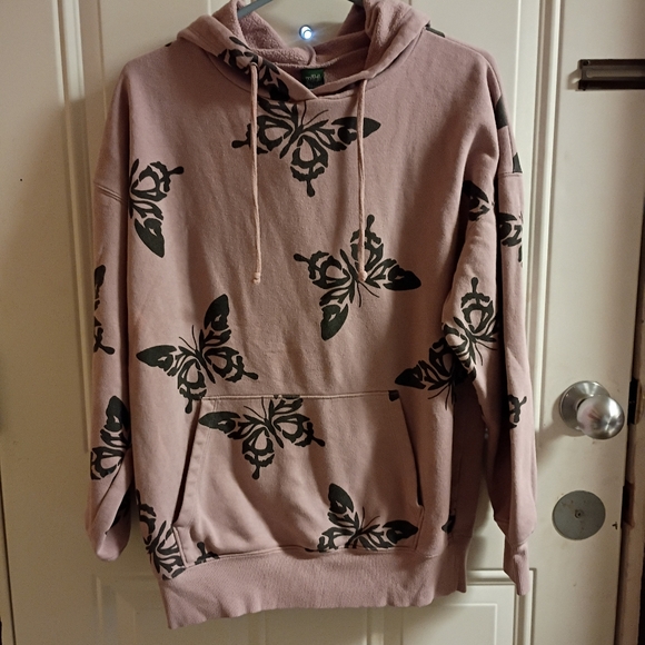 wild fable Tops - 2/$10 Rose Pink Oversized Hoodie with Black Butterfly Print Size XS